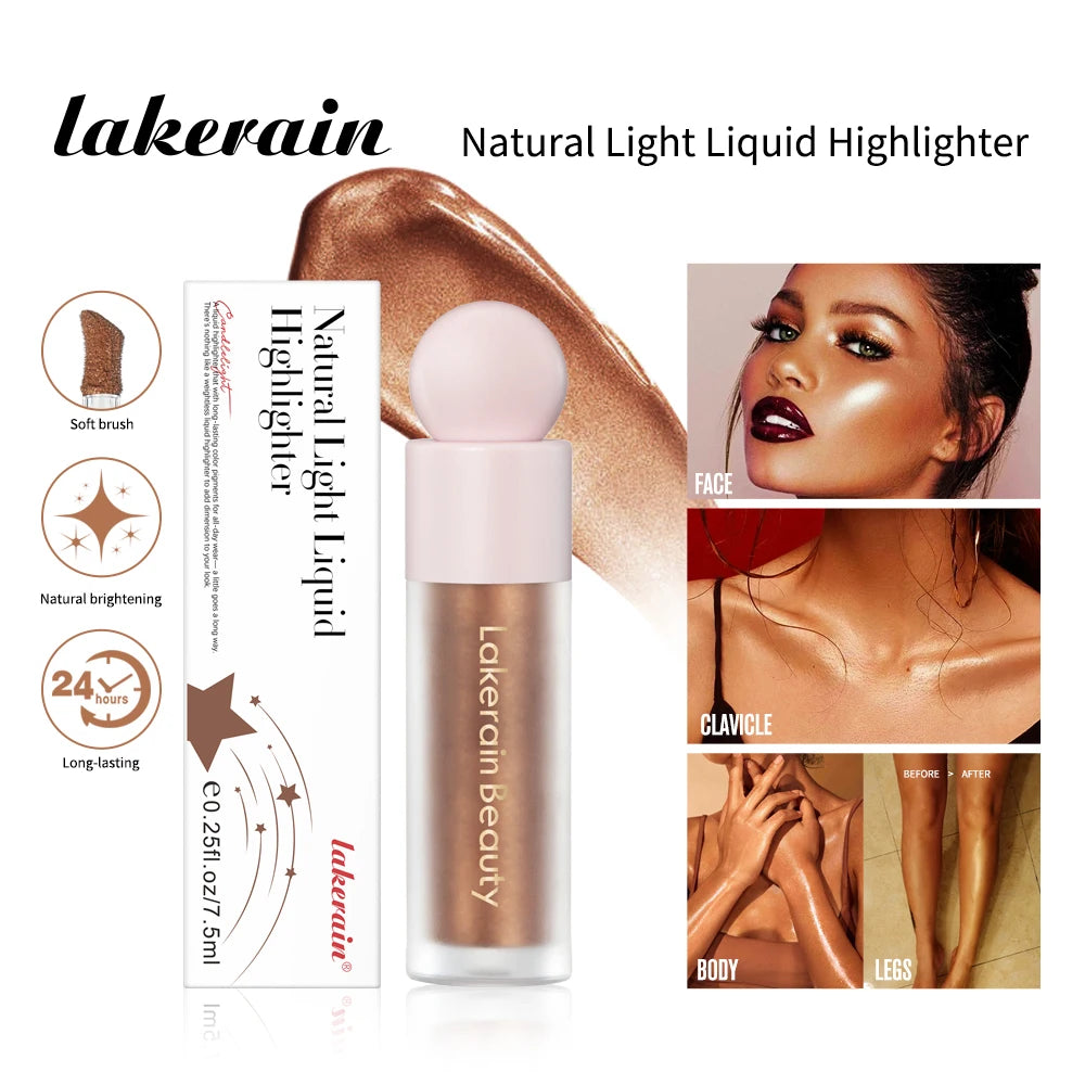 4Color Face Liquid Highlighter Bronzer Contouring Highlight Fluid Makeup Face Shimmer Shine High Lighter Iluminador Maquillaje HIP
