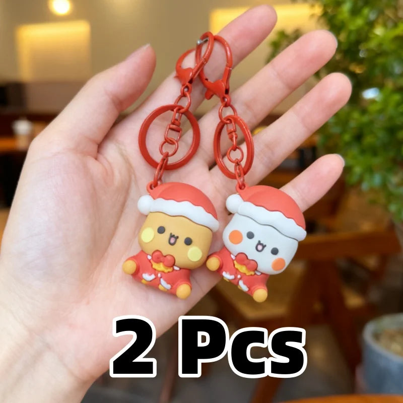 Christmas Panda Bubu & Dudu Keychain Backpack Pendant Gift Anime Keychain Pendant HIP 2 Pcs