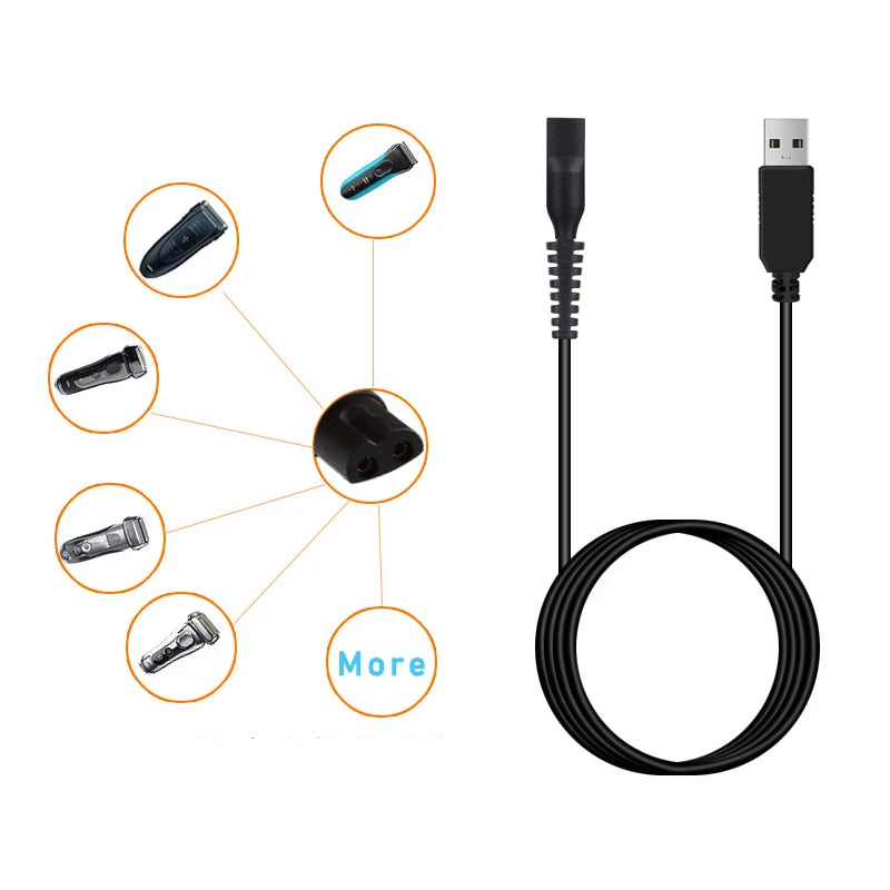 12V USB Charger Cable for Braun Electric Shavers – 1m Adapter Shaver Charger Cable HIP