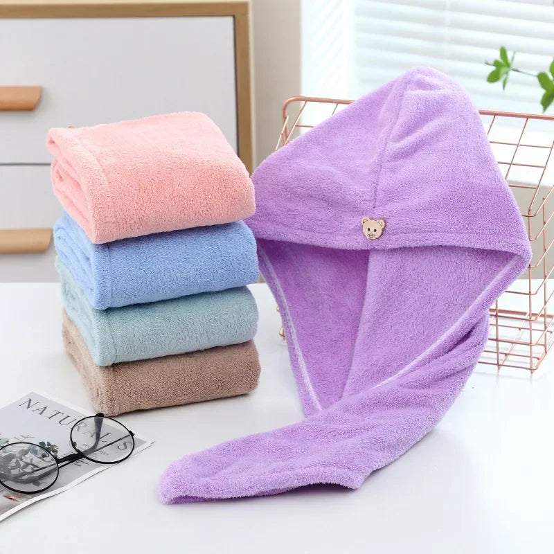 Microfiber Hair Drying Turban Cap – Soft Coral Velvet Towel Hair Drying Turban HIP
