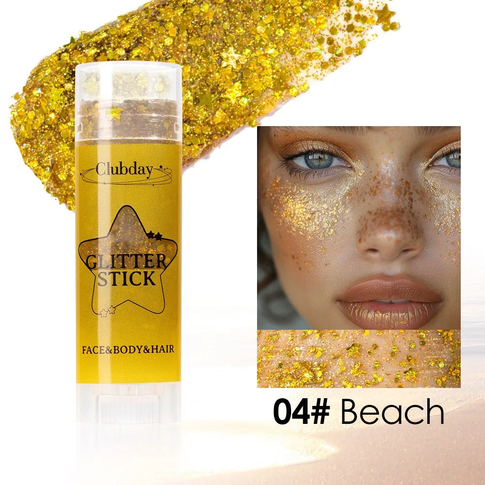 Sparkling Sequins Glitter Gel Stick Highgloss Shine White Pearl Pink Eyeshadow Glitter Face Body Painting Brighten Stage Makeup HIP 04