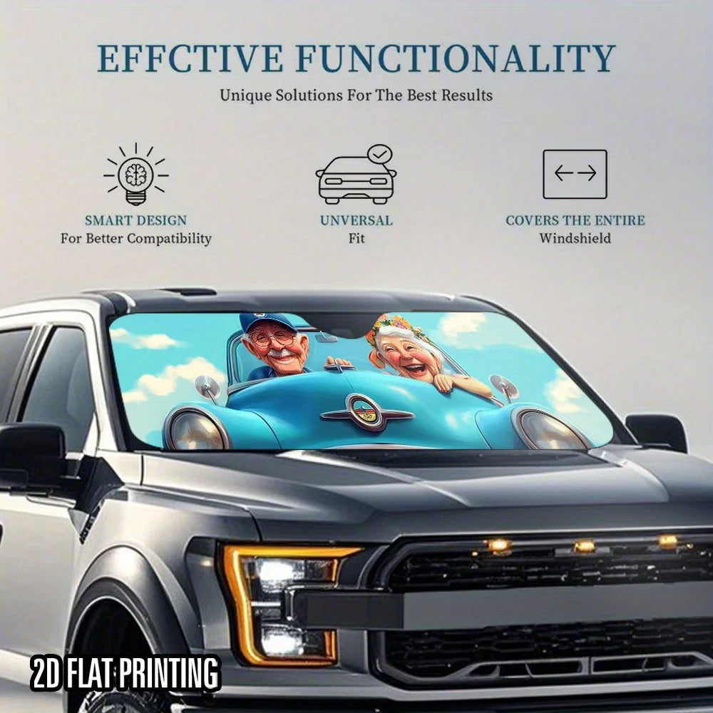 Retro Grandma Car Sunshade – Foldable, 4 Suction Cups Car Sunshade HIP