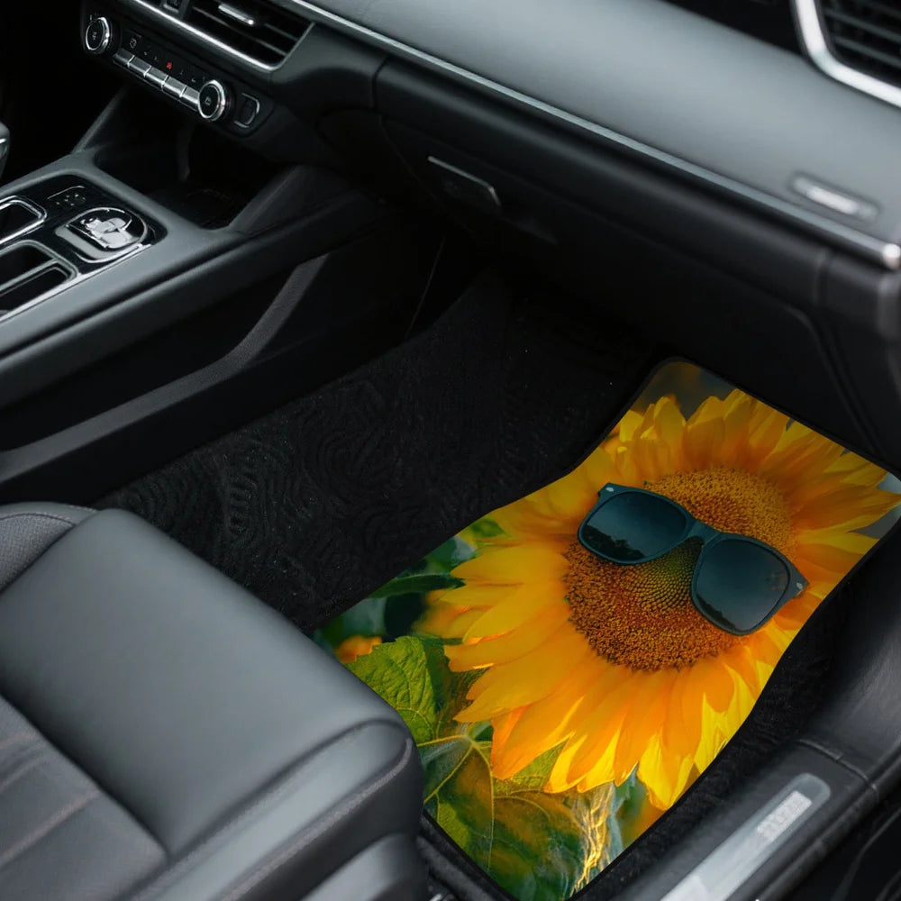 Set of 4 Sunflower Glasses Car Floor Mats for SUVs & Crossovers Car Floor Mats HIP