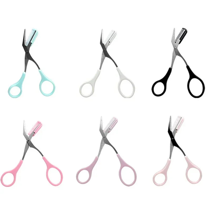 1pcs Eyebrow Trimmer Scissors Comb Eyelash Hair Scissors Clips Shaping Eyebrow Razor Grooming wenkbrauw trimmer 5 Color HIP