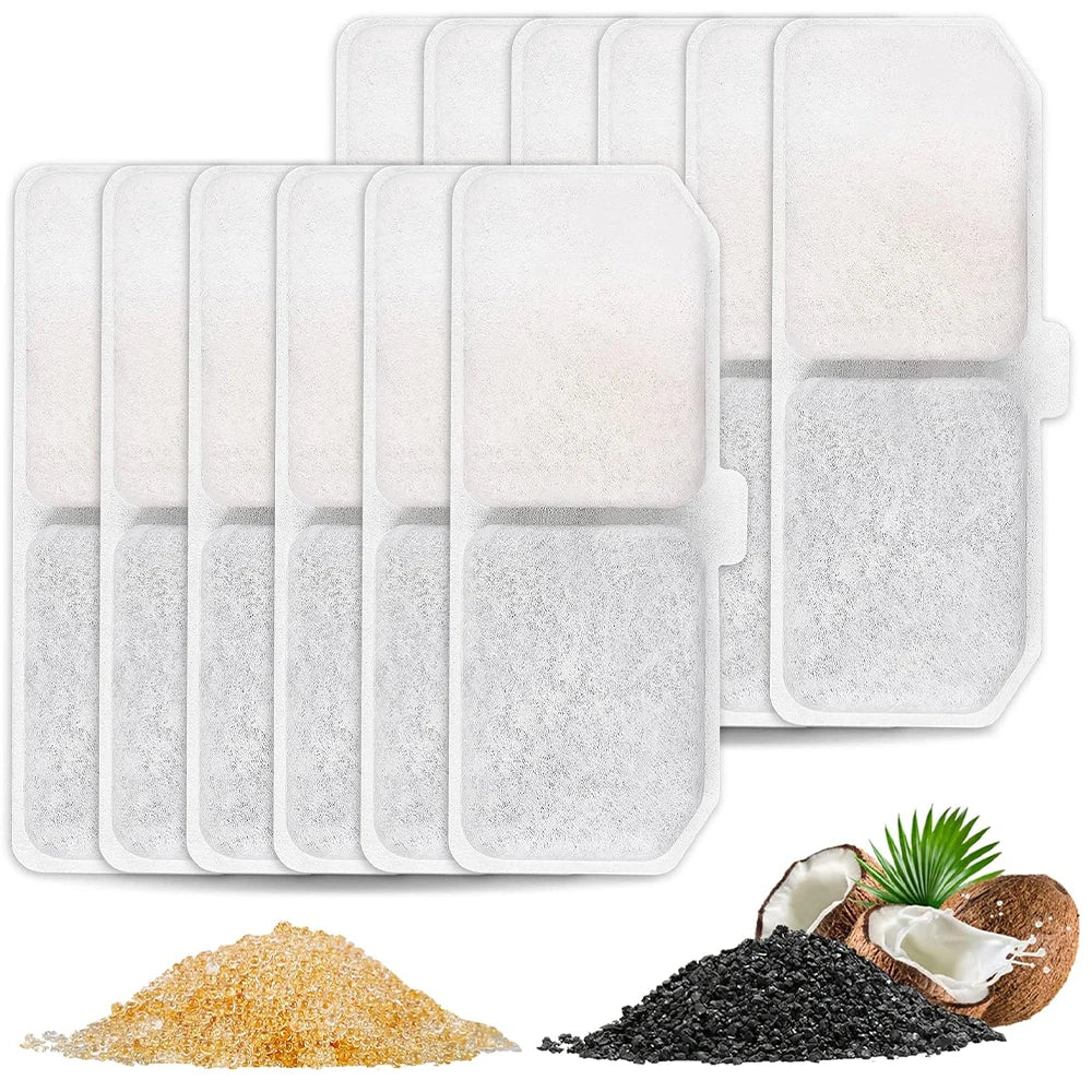 Pack of 8/12 Pet Water Fountain Filters Cat Dog Replacement Activated Carbon Filter Multiple Filtration Fit for 1.6L/2L/2.4L/3L HIP 12pcs C