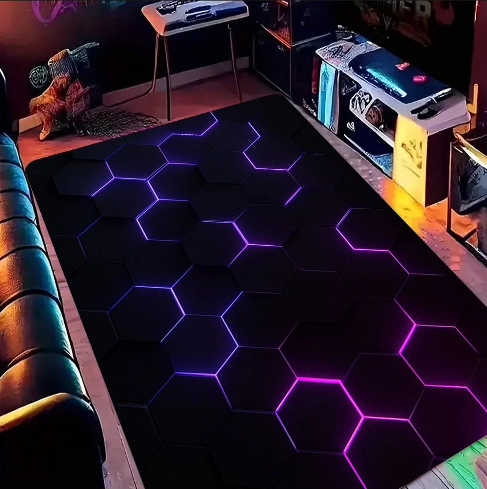 Gaming Area Rug – Colorful Geometric Gamer Room Decor Mat Gaming Area Rug HIP 7 80X120cm-Felt