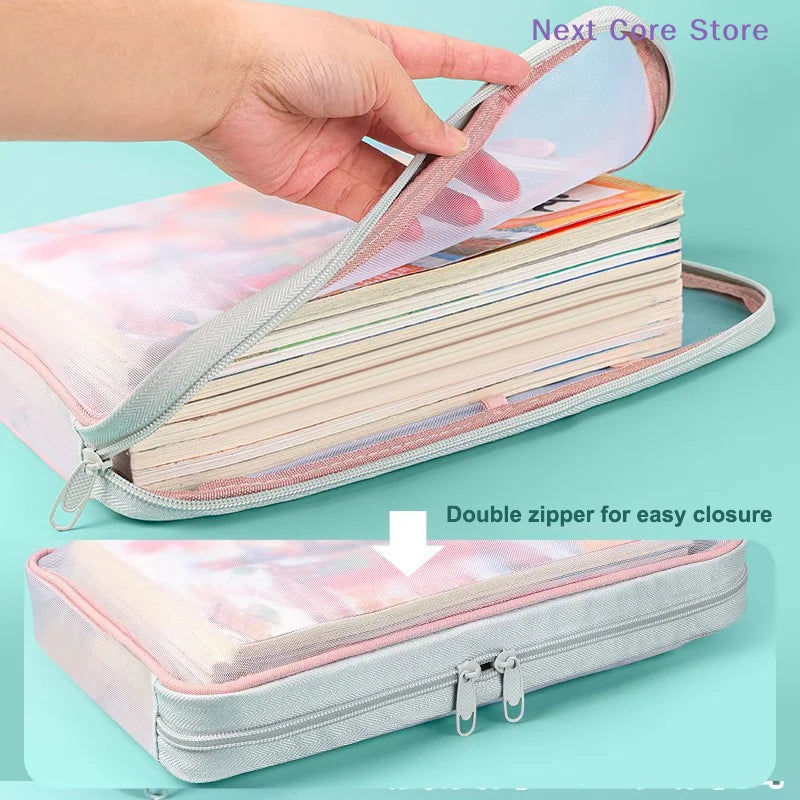 A4 Mesh Zipper Stationery Organizer Bag – 3-Layer Storage Stationery Organizer Bag HIP