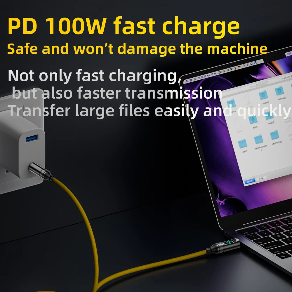 LED Display USB-C Cable 100W 10Gbps 2m – Fast Charge & Data USB-C Charging Cable HIP