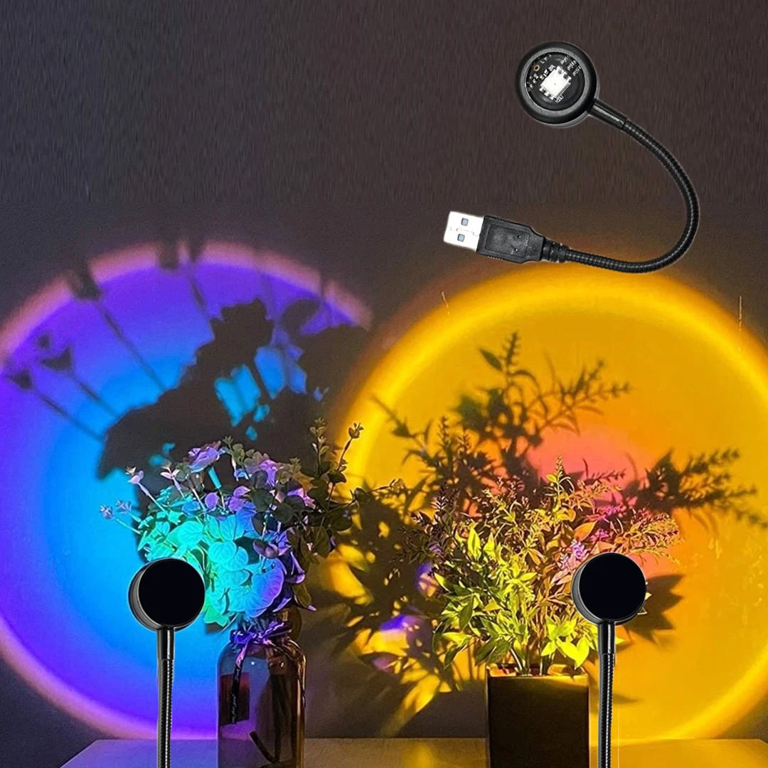 USB Sunset Lamp LED Night Light Projector Rainbow Photography Wall Atmosphere Lights Bedroom Decoration Home Room Decor Gifts HIP