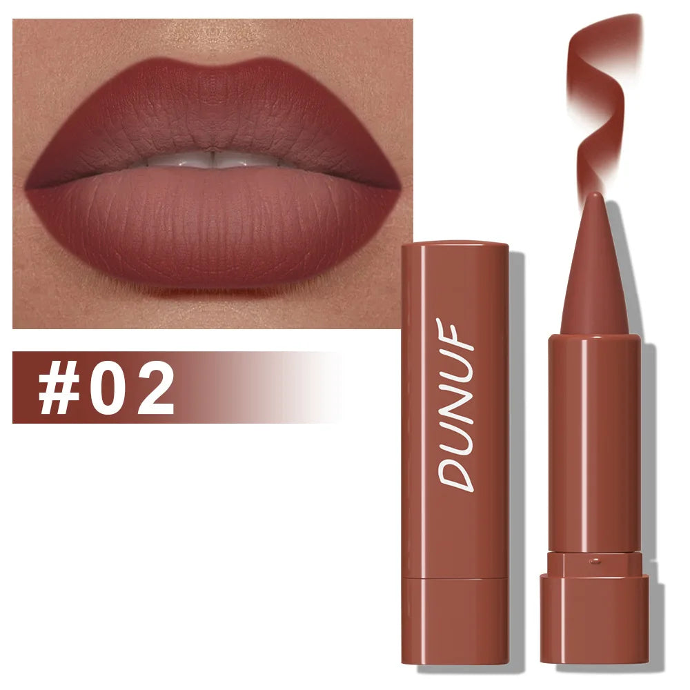 DUNUF 9-Color Matte Velvet Gradient Lip Liner & Lipstick Lip Liner Crayon HIP 02 Full Size