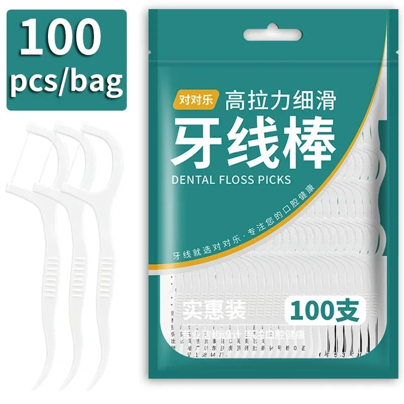 RUZOFO 100–500 Pcs Dental Floss Picks – PE Oral Care Dental Floss Picks HIP C753-100pcs