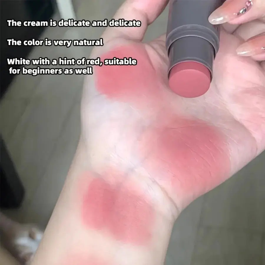 Double Head Sponge Monochrome Powder Blusher Lip and Cheek Dual-Use Durable Matte Natural Rouge Powder Blusher Stick Light Natur HIP