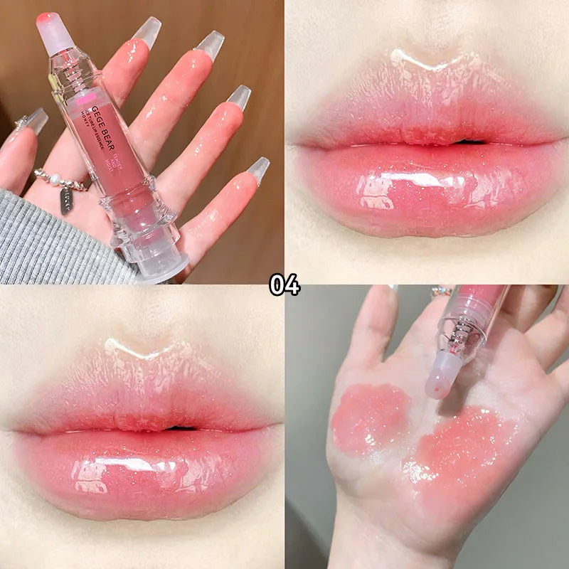 Gege Bear Ice Beet Lip Gloss – Hydrating Glitter Balm Lip Gloss HIP 4