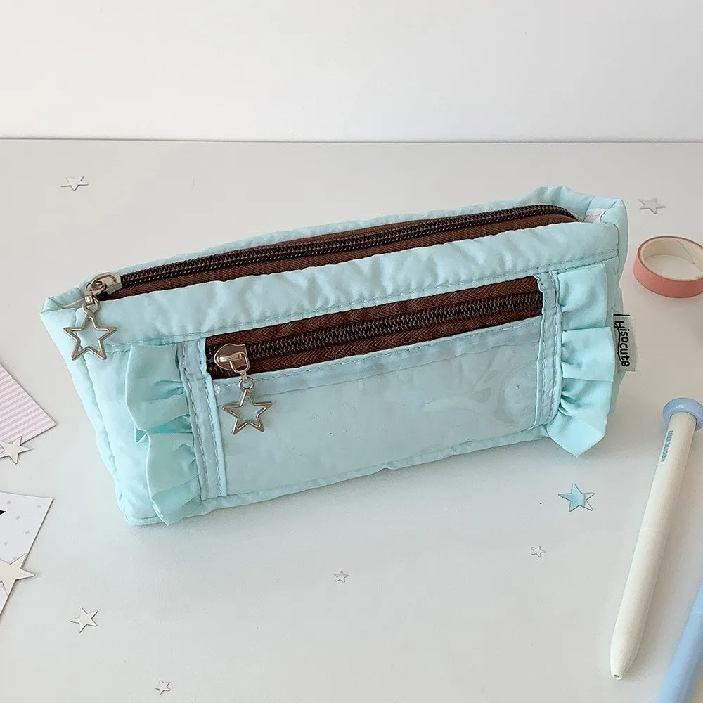 Large Transparent Pencil Case & Badge Display Pouch Pencil Case Pouch HIP Blue