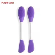 2-in-1 Silicone Face Mask Brush – Double-Head Applicator Face Mask Brush HIP C716-Purple-2pcs