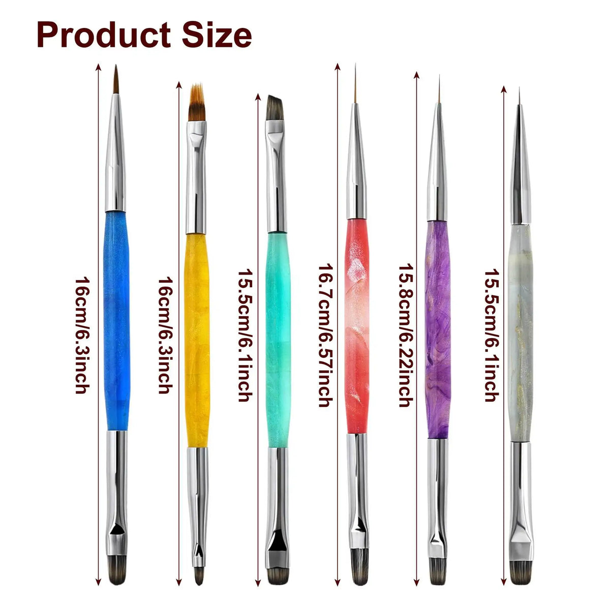 2026 New 1pcs Double-headed Nail Art Brush Design Tip Painting Drawing Carving Liner Pen Acrylic Gel UV Polish Manicure Tools HIP