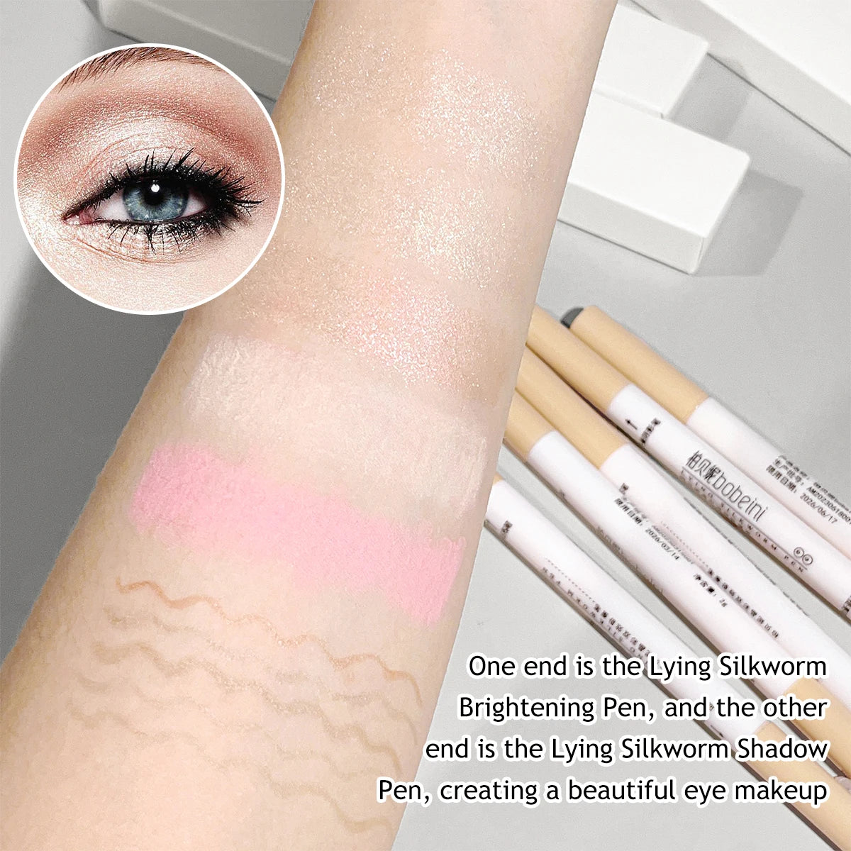 Double-Ended Silkworm Eye Pen – Matte & Glitter Highlight Eye Highlighter Pen HIP