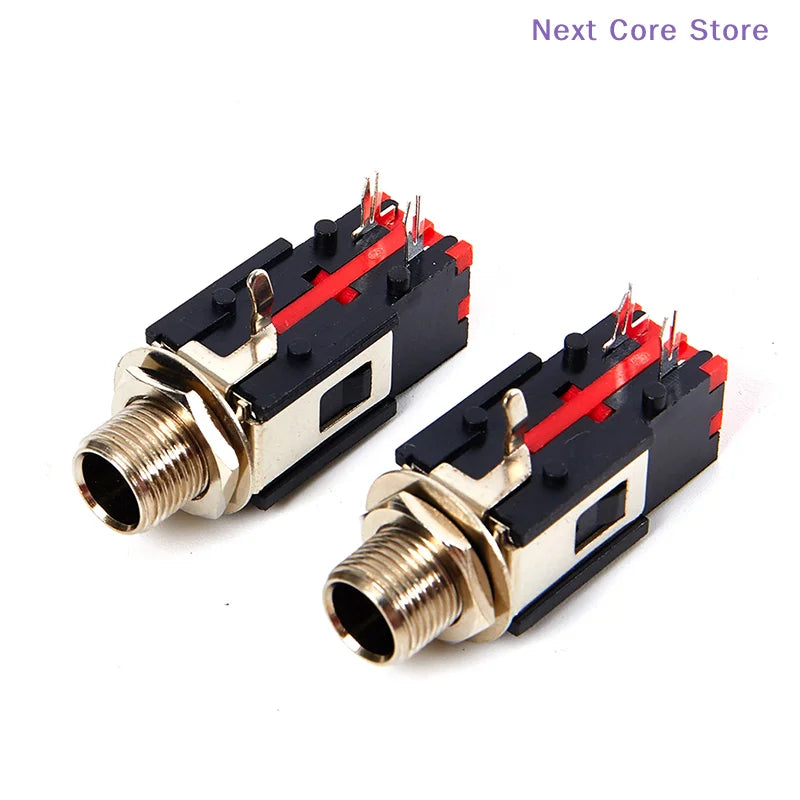 2Pcs 6.35mm 1/4" 5-Pin Female Audio Jack Panel Mount Connector Audio Jack Connector HIP