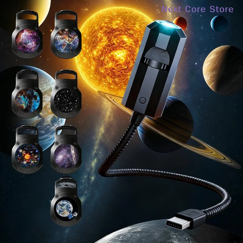 Galaxy Starry Sky USB Projector Lamp – 7 Pattern Slides Galaxy Projector Lamp HIP