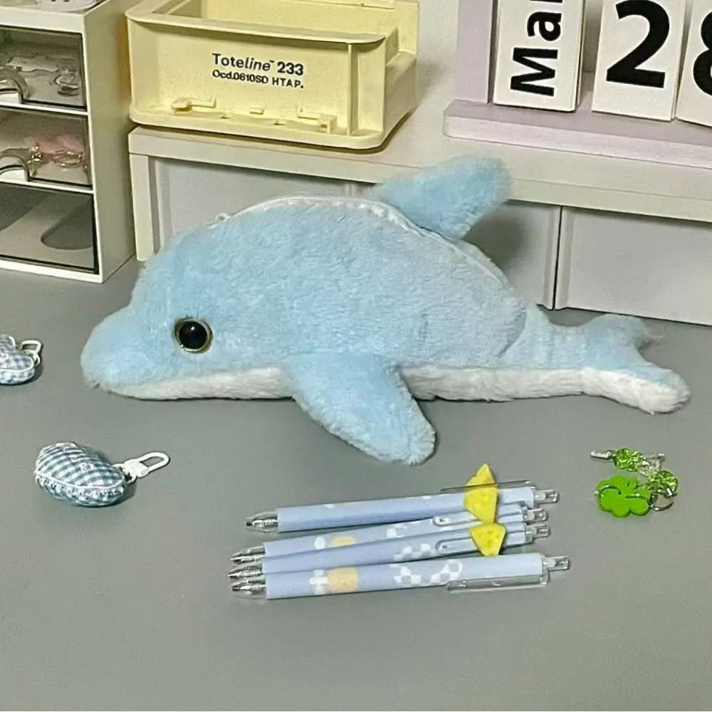 Kawaii Marine Animal Plush Pencil Case – Whale Shark Dolphin Plush Pencil Case HIP