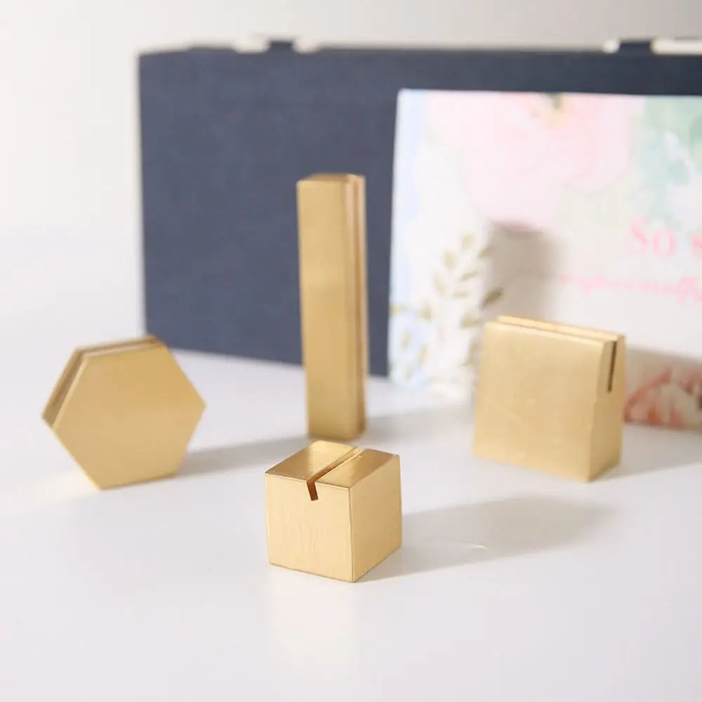 Brass Business Card & Photo Clip Holder – Desktop Organizer Desktop Card Holder HIP