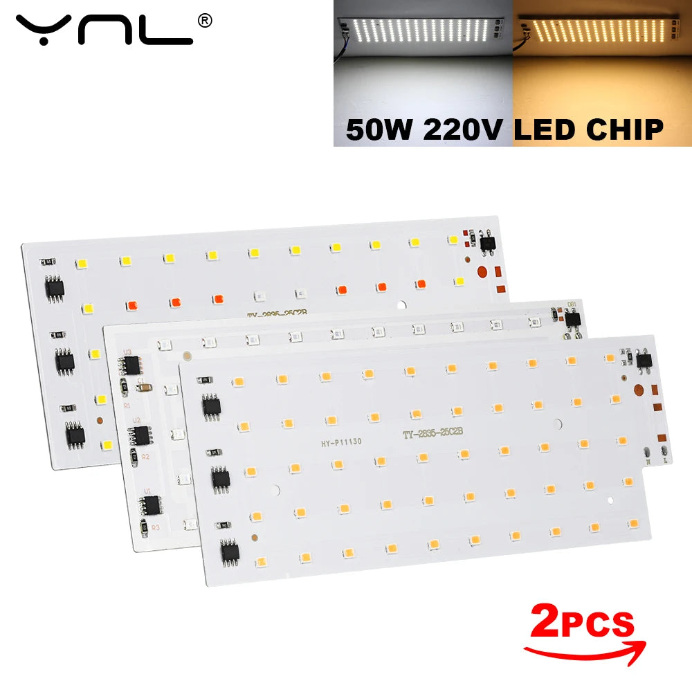 2-Pack 50W SMD 2835 LED Flood Light Chip – AC 220V-240V LED Light Chip HIP