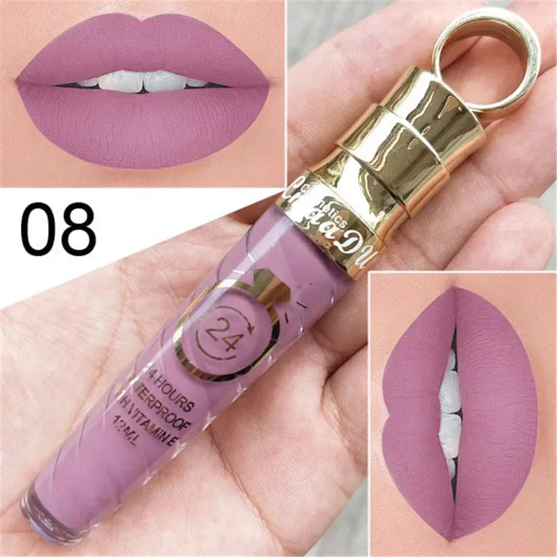 20 Colors Lipstick Waterproof Long Lasting Matte+Shimmer Mental Beauty Lip Gloss Nude Glitter Lip Gloss Beauty Sexy Lip Tint HIP