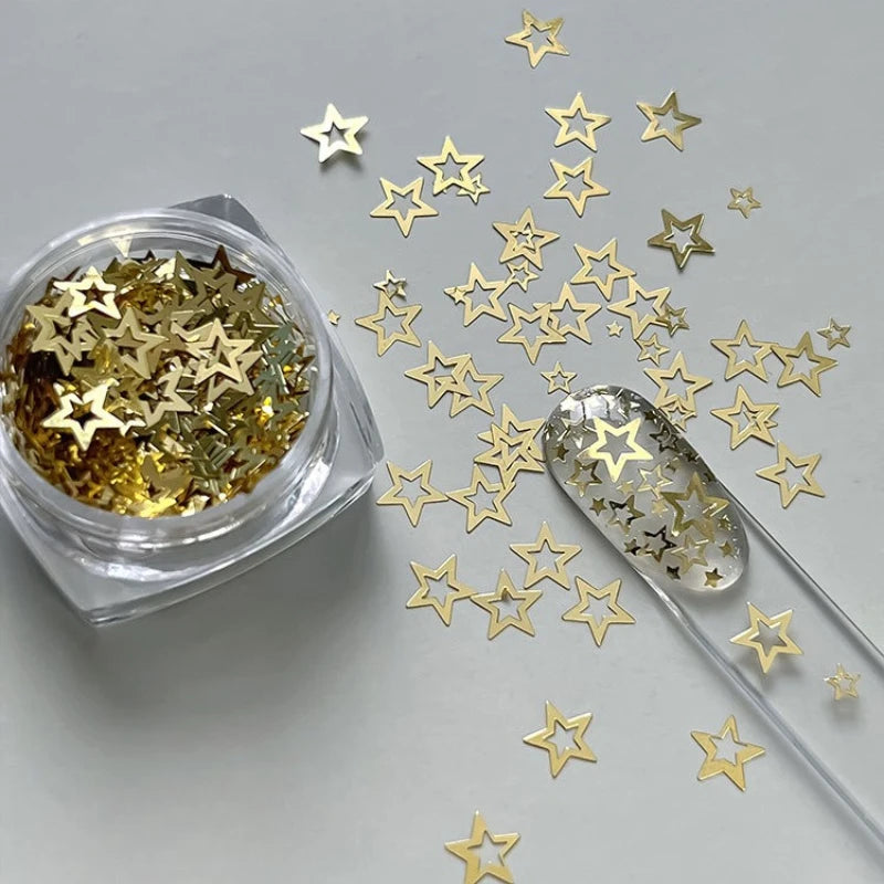 Ultrathin Laser Hollow Pentagram Sequin Butterfly Round Star Heart Glitter Powder Nail Art Accessories Decorations Manicure Tool HIP Gold