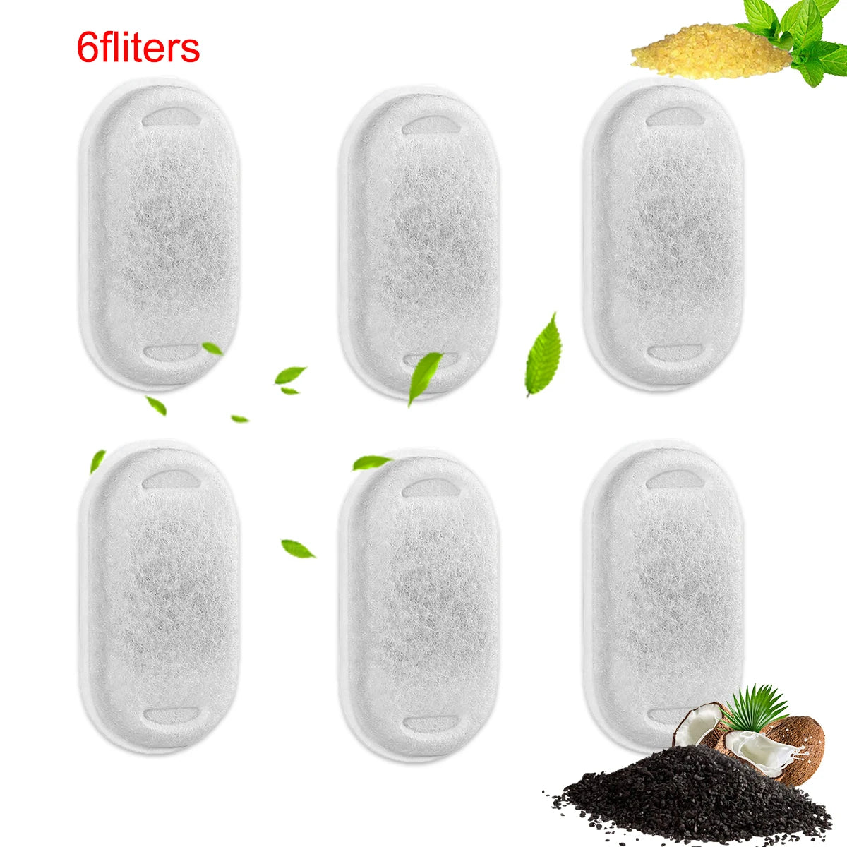 6/12/18/24PCS Cat Water Fountain Filters, Replacement Filters Fit Stainless Steel Adjustable Water Flow Pet Cat Water Fountain HIP 6PCS No plug