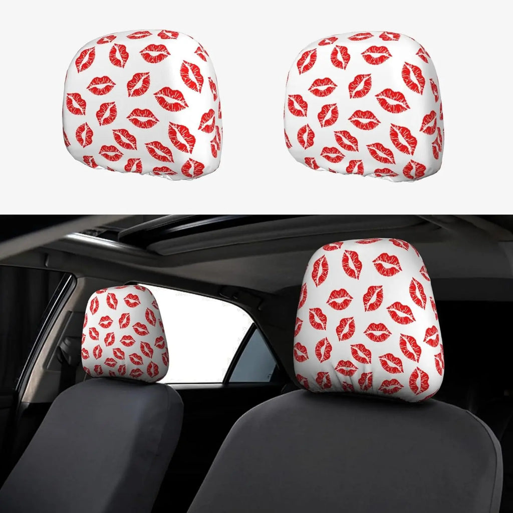 Hot Red Lips Car Headrest Covers – Universal Fit, Set of 2 Car Headrest Cover HIP 1