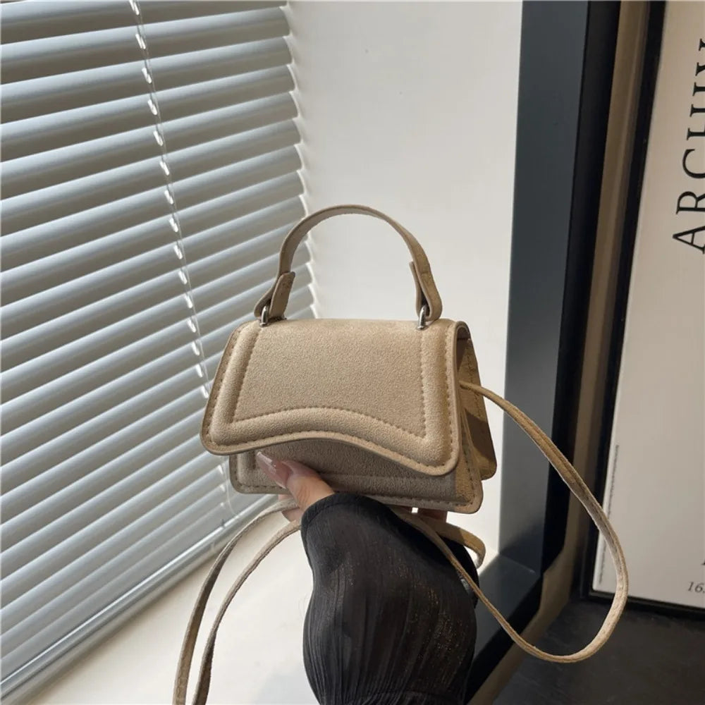 Suede Mini Crossbody Bag – Square PU Leather Shoulder Bag Mini Crossbody Bag HIP Khaki