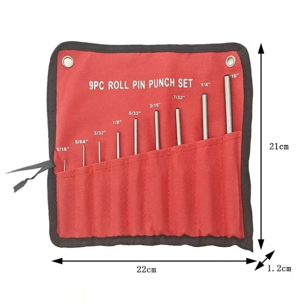 9-Piece Steel Roll Pin Punch Set with Carry Case | HIP Pin Punch Set HIP