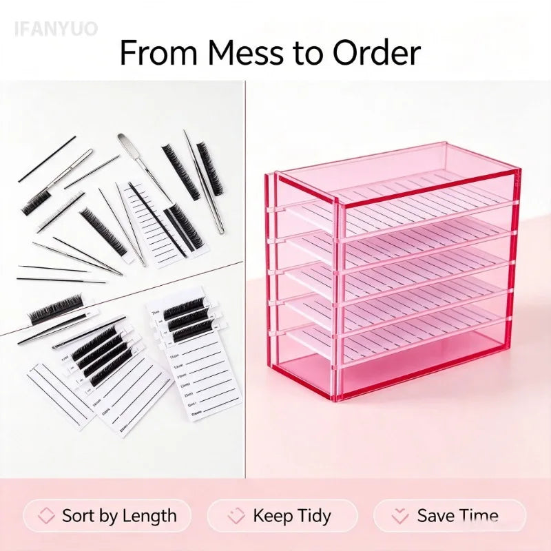 5 Layers Eyelash Extensions Storage Box Muti-color Grafting False Eyelash Organizer Display Stand for Lash Salon Makeup Supplies HIP