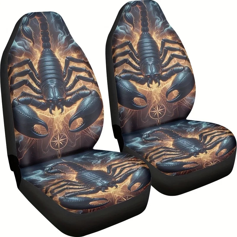 2-Pack Scorpion Print Universal Car Seat Covers – Sedan & SUV Car Seat Covers HIP