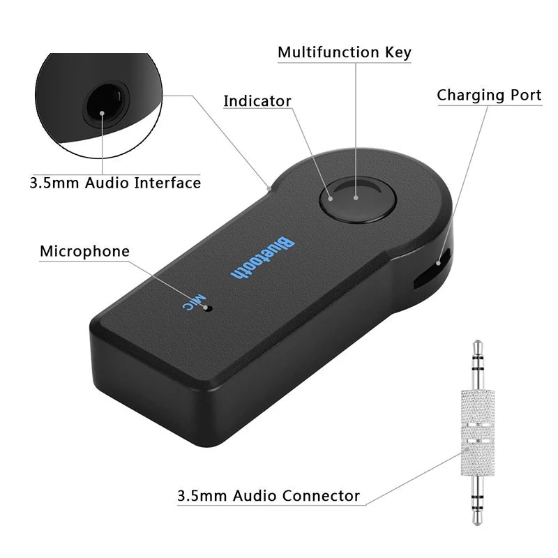 2-in-1 Wireless Bluetooth Car Audio Receiver & Handsfree Kit Bluetooth Car Adapter HIP