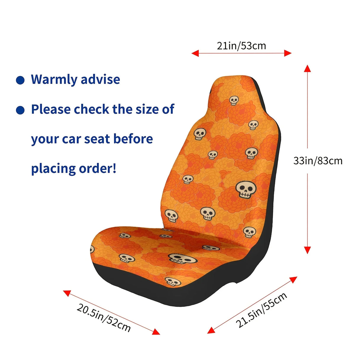 Orange Floral Skull Car Seat Cover – Easy Install & Clean Car Seat Cover HIP