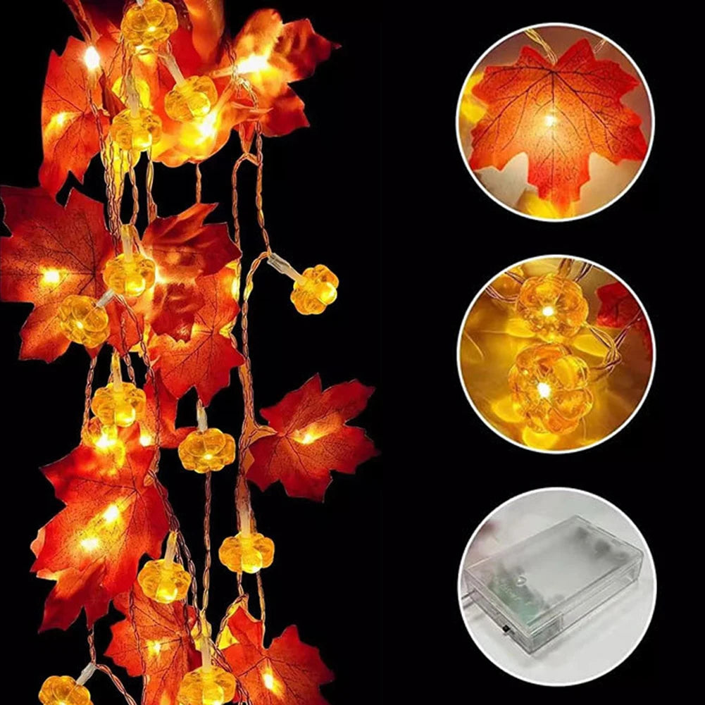 10/20LED Artificial Autumn Maple Leaves Garland Led Fairy Lights for Christmas Decoration Thanksgiving Party DIY Decor Halloween HIP