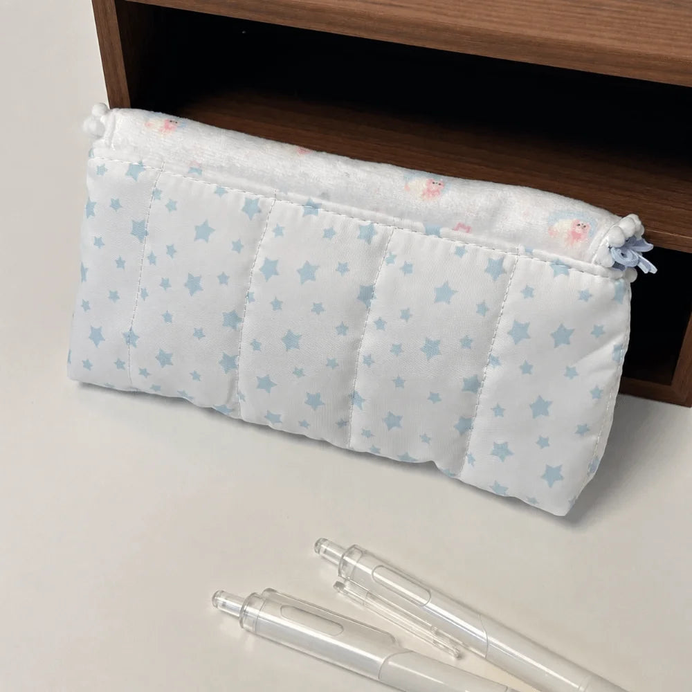 Quilted Bunny Pencil Case – Large Flip-Top Pouch for School Pencil Case Pouch HIP
