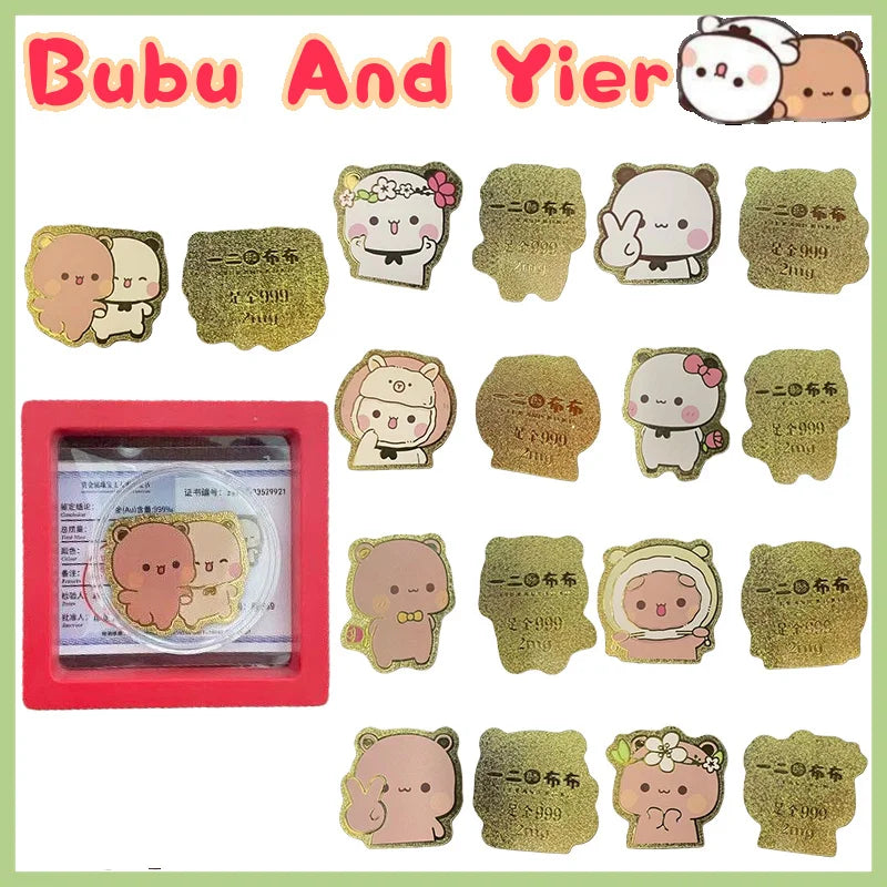 Panda Bubu & Dudu 999 Pure Gold Phone Sticker – Anime Gift Anime Collectible Sticker HIP