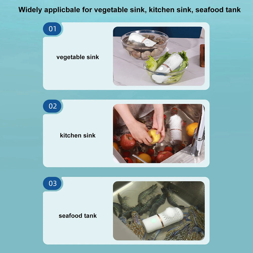Vegetable Washing Machine Multifunction Wireless USB Charging Auto Capsule Fruit Purifier for Kitchen Vegetable Washing Machine HIP