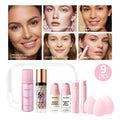 9Pcs Full Face All In One Base Makeup Set Isolation Cream Liquid Foundation Setting Spray Primer 3Pcs Powder Puff Concealer HIP 9pcs
