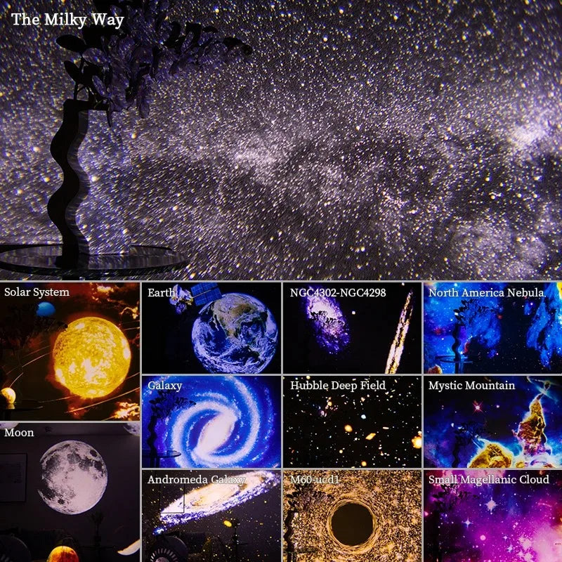 LED Night Light Galaxy Projector Starry Sky Projector 360° Rotate Planetarium Night Lamp For Room Decorative Children Kids Gift HIP