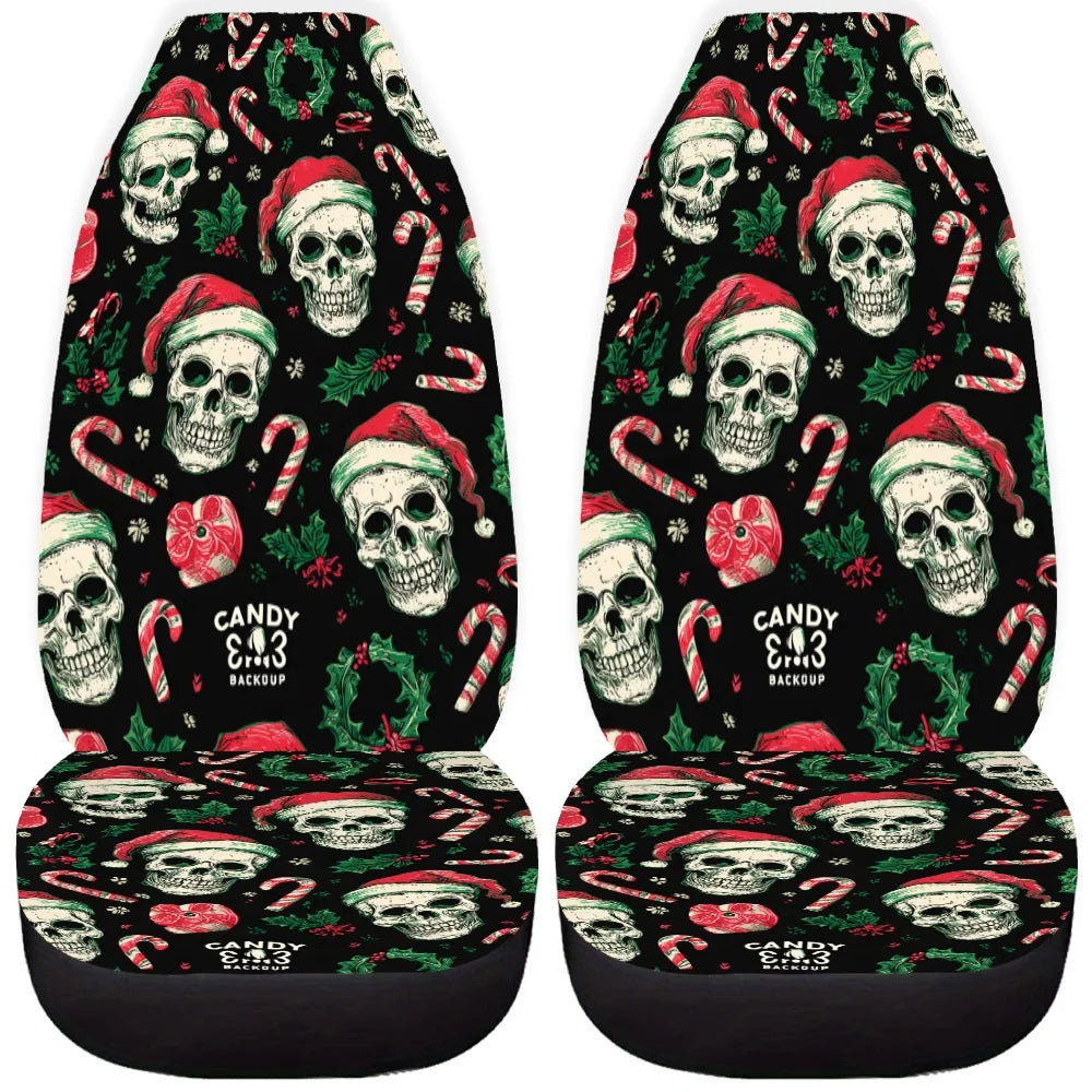 Skull Santa Hat Car Seat Covers – 2-Pack Universal Fit Car Seat Covers HIP 1