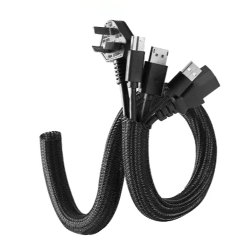 Self-Closing Expandable Braided Cable Sleeve Organizer 2M Cable Sleeve Organizer HIP 2m Black