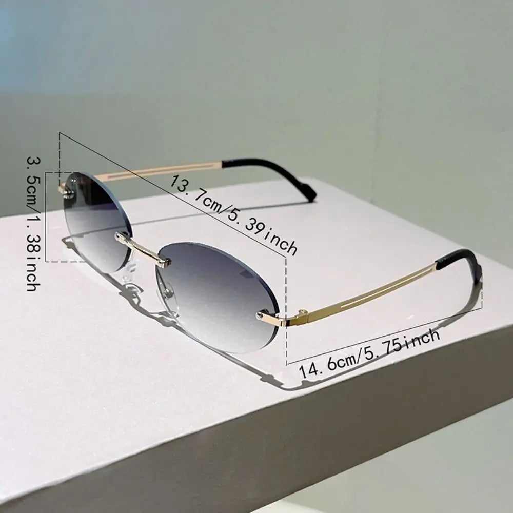 Rimless Oval Sunglasses Gradient UV400 Lens – Women & Men Oval Sunglasses HIP