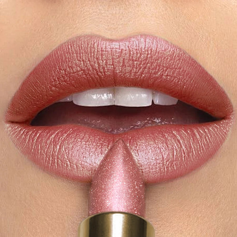16 Colors 1PC Metallic Glitter Shiny Lipstick Lip Tint, Waterproof Senior Matte Lip Makeup Gifts for Women Cosmetic Lip Glaze HIP 110