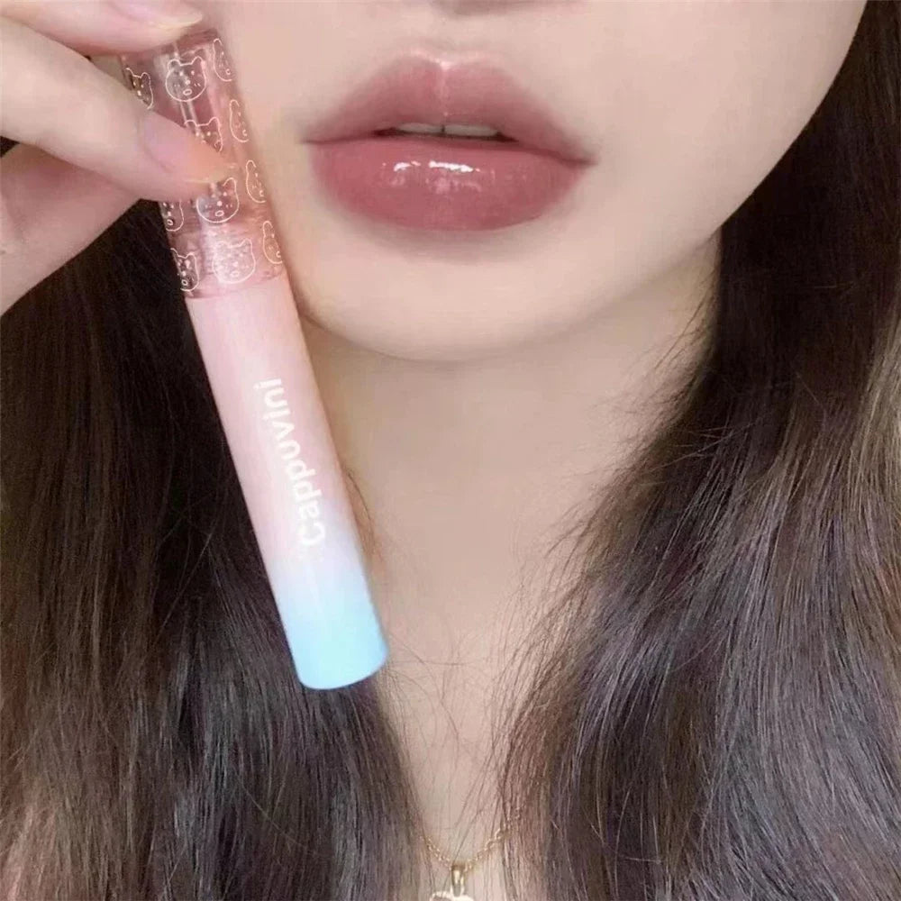 Water Mirror Lip Glaze Lipstick Non-stick Cup Lasting Moisturizing Lipgloss Colorful Women Lip Oil Silky Lip Tint Makeup Tool HIP