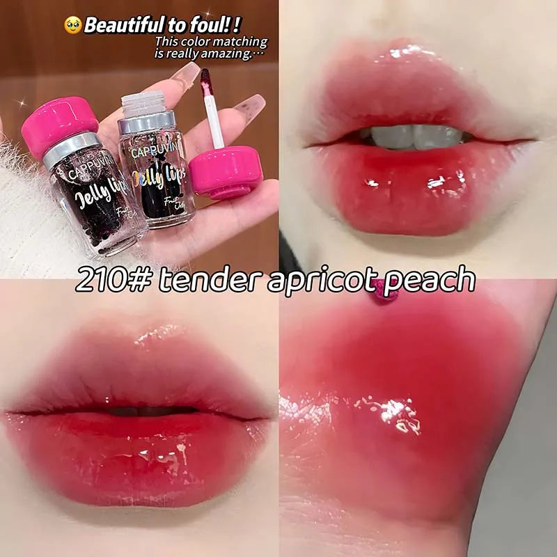 5Color Fruity Lip Tint Water Gloss Clear Tint Moisturizing Waterproof Liquid Lipstick Non-Stick High Pigment Long-Lasting Colors HIP 210
