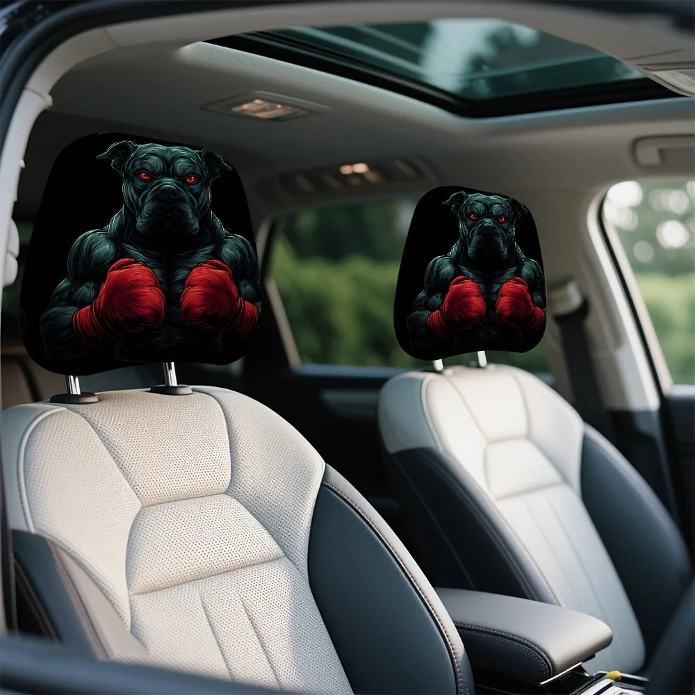 Boxing Print Car Headrest Covers – Soft & Breathable Set of 2 Car Headrest Covers HIP