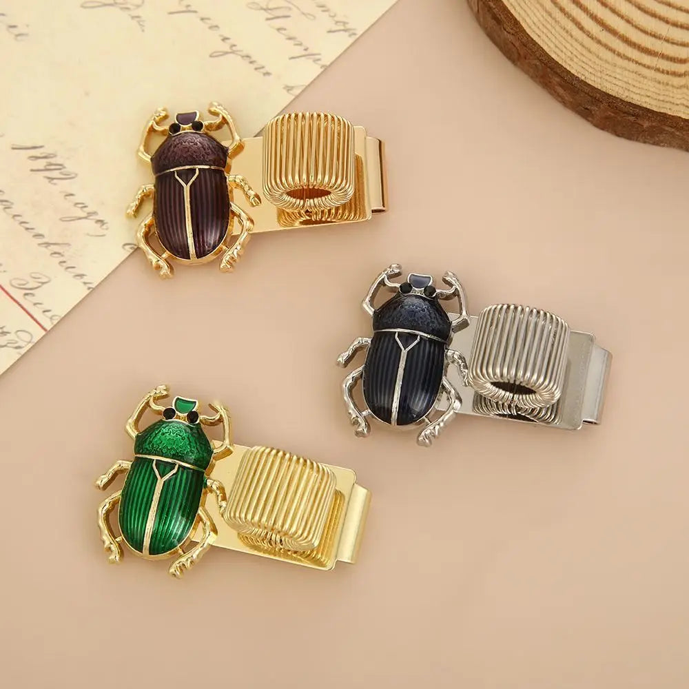Metal Scarab Beetle Pen Clip with Spring Loop for Notebooks Pen Clip Bookmark HIP